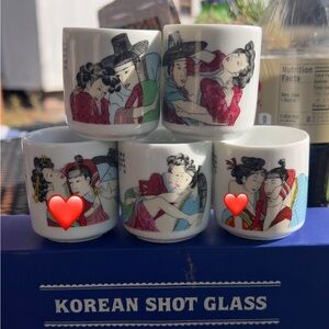 Vintage Korean Shot Glasses Set of 5